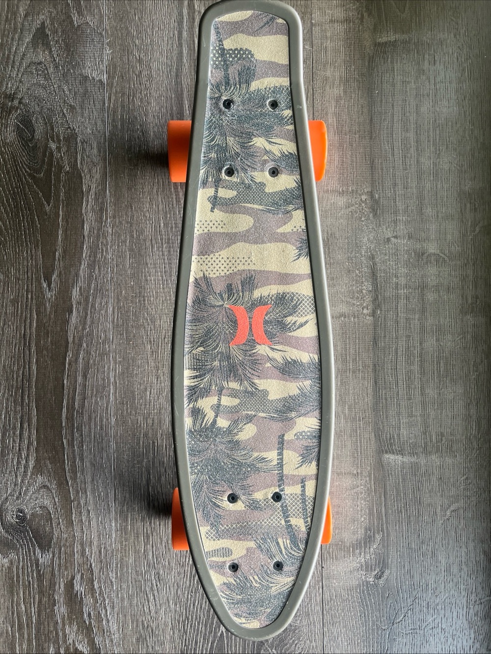 Hurley Penny Mini Board, Palm Camo  Skateboard with Orange Wheels